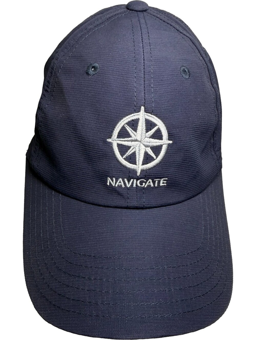 Navigate Compass Boating Hat American Needle Polyester Sport Cap Navy Blue